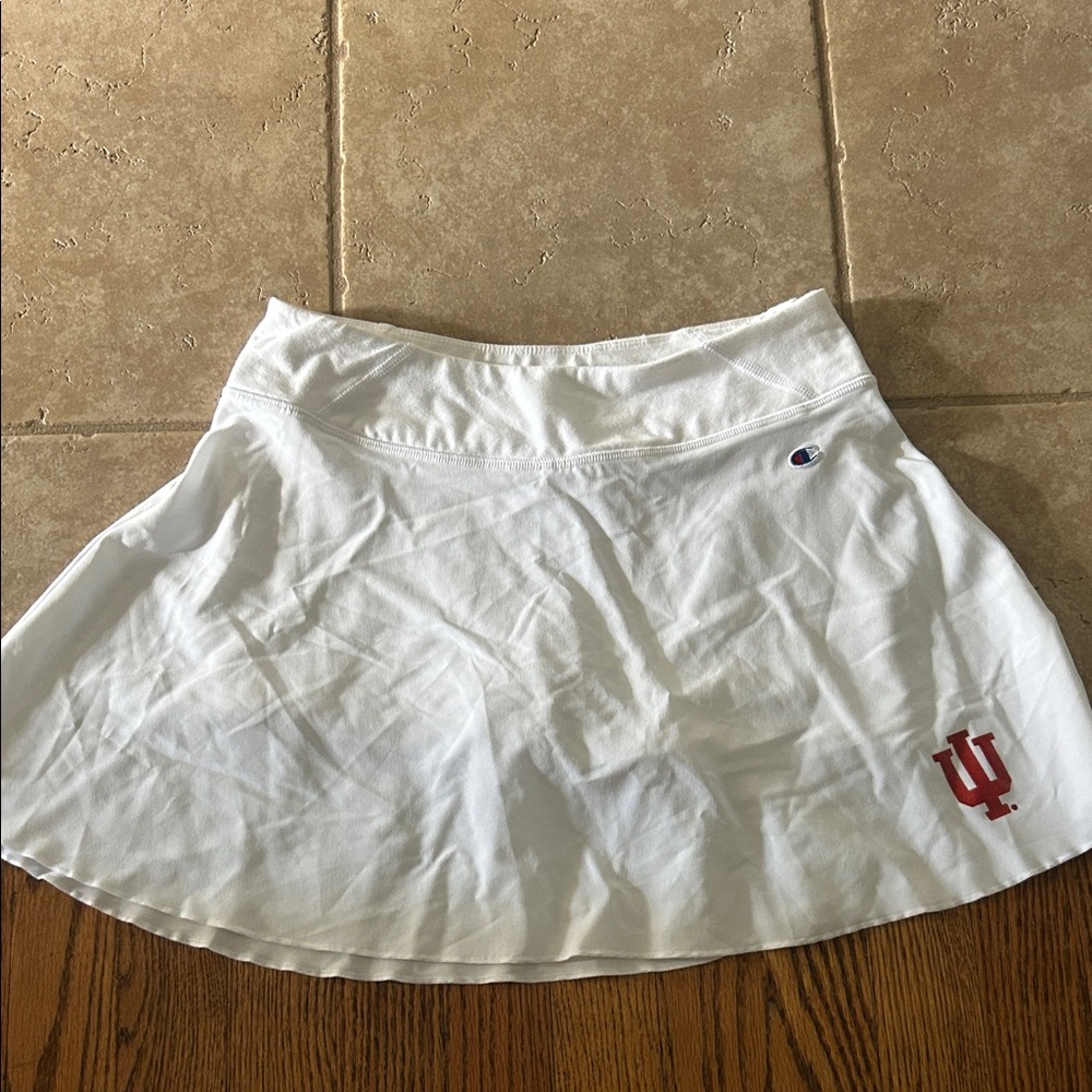 Champion Women's White Mini Skort with Red Indiana University Logo